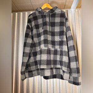 Express Black and Gray Plaid Hoodie